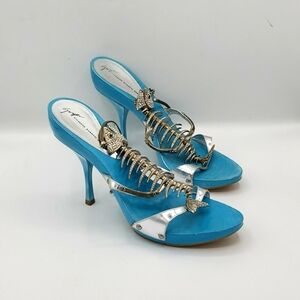 COPY - GIUSEPPE ZANOTTI SIZE 39 COLOR AQUA BLUE and SILVER HARDWARE 100% AUTHEN…
